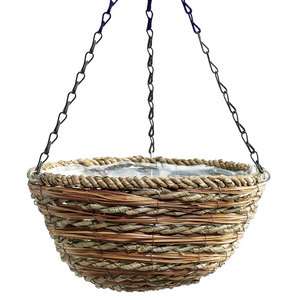 Rope and fern hanging plant basket planter with chain and hook new 