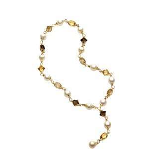   Citrine, Genuine Rutilated Quartz Necklace In 18K Yellow Gold Jewelry