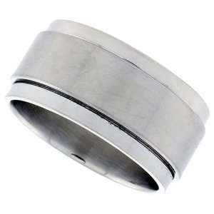 Surgical Steel Flat 10mm Spinner Wedding Band Ring Matte finish Center 