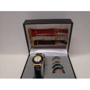  MONDU CASUAL WATCH SET WITH 4 WATCH BANDS & 5 FACE PLATES 