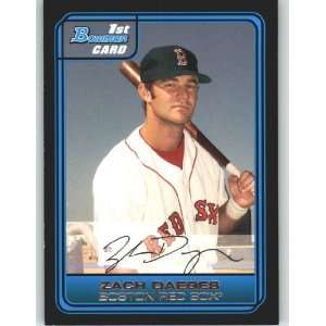  2006 Bowman Draft Draft Picks #30 Zack Daeges   Boston Red 