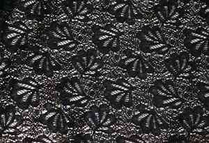 French Made Floral Lace Fabric   Black 1m x 1.55m  