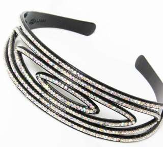Hair Accessorry headband,Hair Band Crystal Rainbow Bling,Black #10022
