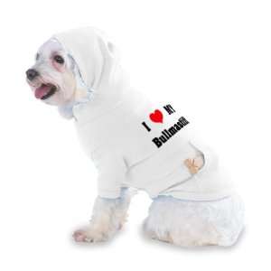 I Love/Heart Bullmastiff Hooded T Shirt for Dog or Cat X 