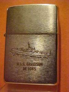   sided 1970 Vietnam Service Zippo Lighter   USS Davidson DE 1045  
