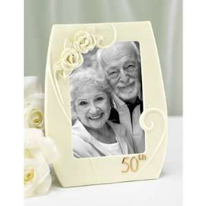  50th Wedding Anniversary Pearl Rose Picture Frame 