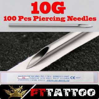 100 Lot Sterile Body Piercing Needles 10G Gauge  