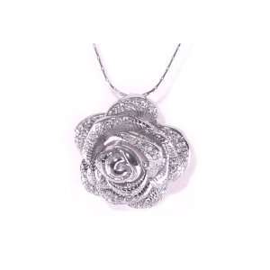  Silver Plated Flower Pendant Necklace Jewelry