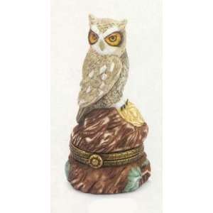 Great Horned Owl PHB Porcelain Hinged Box   Midwest of Cannon Falls 