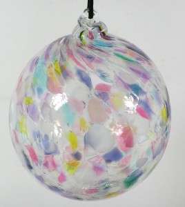 Art Glass Hand Blown / Decorated 4.5 Round Ornament Sphere Purple 