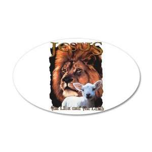  38.5x24.5O Wall Vinyl Sticker Jesus The Lion And The Lamb 