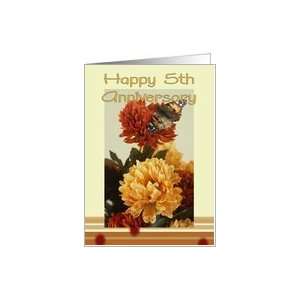  5th Anniversary, mums and butterfly Card Health 