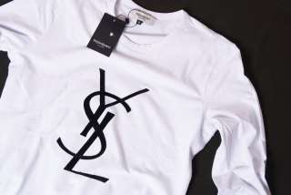 YSL T SHIRT /Yves Saint Laurent/ velvet logo Size XL, New, white Long 