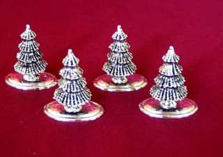 Silver plated Fir Tree Place Card Holders Set of 4  