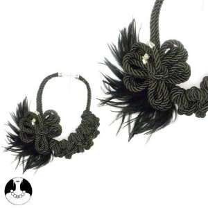   sg paris women necklace necklace 60cm+ext black comb feather Jewelry