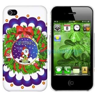White Hard +Black Hybrid Wreath Case Cover For iPhone 4 4S 4G S 