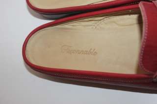 FACONNABLE Women Red MULES SLIDES Leather Shoes Sz 11  