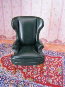 12th dolls house miniature green delux leather chair  