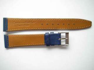 Blue genuine leather swiss made watch strap 18 mm  