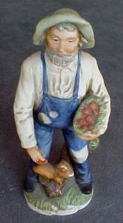 Homco Figurine OLD MAN w/SQUIRREL AT FEET #1408  