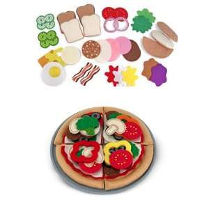   & Doug Felt Pizza Set + Felt Sandwich Set + Free Gift Toys & Games