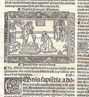 1515 SOLOMON  ECCLESIASTES  post incunable woodcut leaf  