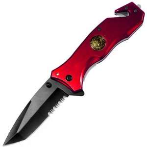   Knife Cutter Breaker Pocket Clip Fire Dept. Red