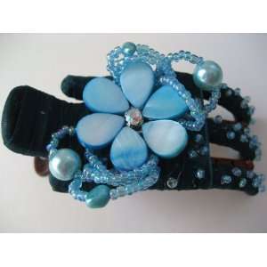    Turquoise Daisy Flower Seashell Hair Barrette Clip Jewelry