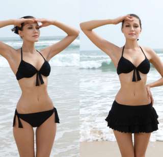 PCS Black 1642 Swimsuit padded bikini & Skirt set  