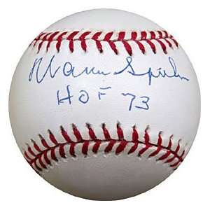   Warren Spahn Autographed/Signed HOF 73 Baseball