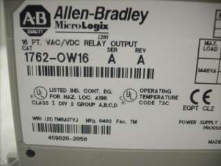 Allen Bradley MicroLogix 1200 1762 OW16 Ser. A  