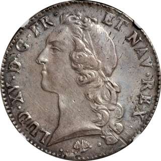 1763 L France Louis XV Silver Ecu (Bayonne Mint) NGC AU  