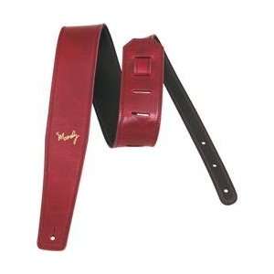  Moody Guitar Strap, 2.5 Inch, Ruby Red/Black, Leather 