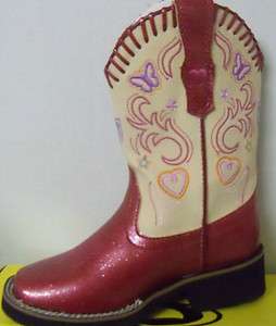   Kids Western Boots  Fushia/Creme (Style#9 18 1801 914 PI) Faux Leather
