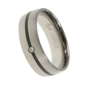  Titanium Rings with Cubic Zirconia   Sizes 08 12/Width 7mm Jewelry