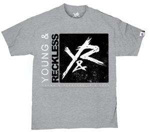 YOUNG & RECKLESS Simple Tee Heather Grey 100% Cotton Drama Skateboard 