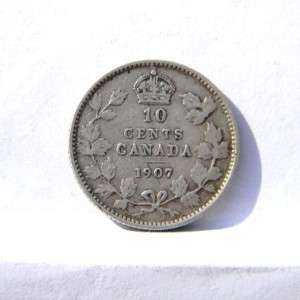 CANADA, Edward VII scarce 1907 silver 10 Cents; Fine  