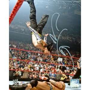 WWE TNA Jeff Hardy Jumping Off Top Rope onto Randy Orton Autographed 8 