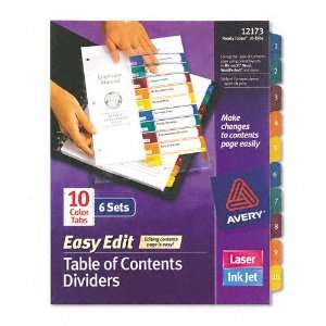  Avery  Ready Index Easy Edit Contents Dividers, Title 1 