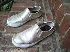 AUTH BURBERRY METALLIC GOLD SLIP ON LOAFER SNEAKER 35 5