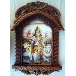 Lord Shiva & Maa durga ardth Nari Ishwar poster painting in Wood Craft 