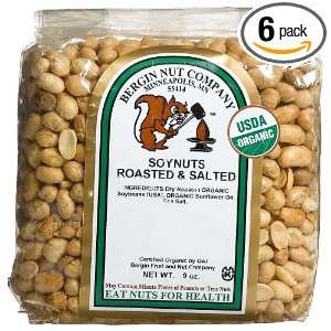 Bergin Nut Company Organic Soynuts Roasted and Salted, 9 Ounce Bags 