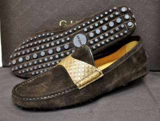 Gucci Mens shoes Alvon Diamante Driver Cashmere Suede Italy $425 