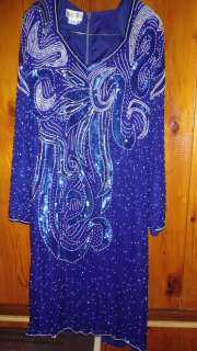   Beaded Dress 100% silk made in India polyester lining size 18  