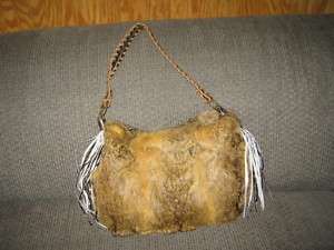 Womens Rabbit Fur Yellow Gold?? Hand Bag Purse  