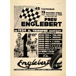  1934 French Ad Englebert Tire Grand Prix Racing Drivers 