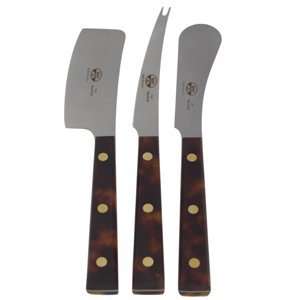  Berti Cheese Knives Set of 3 with roll up Tortoise