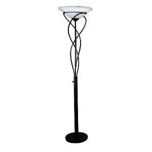   Black Torchiere Lamp with Cloud Glass Shade LS 9640