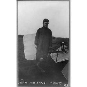John Bevins Moisant,1868 1910,standing by plane,United States Aviator 