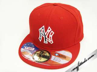 New York Yankees Red American Flag Logo New Era Hat  